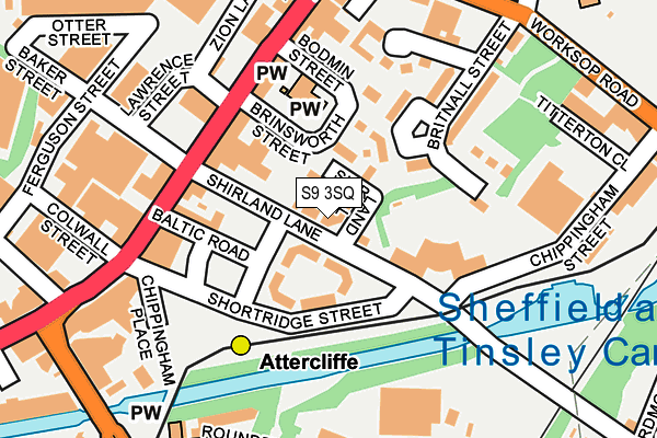 S9 3SQ map - OS OpenMap – Local (Ordnance Survey)