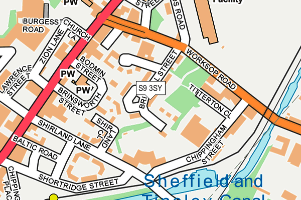 S9 3SY map - OS OpenMap – Local (Ordnance Survey)