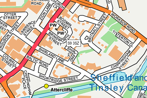 S9 3SZ map - OS OpenMap – Local (Ordnance Survey)