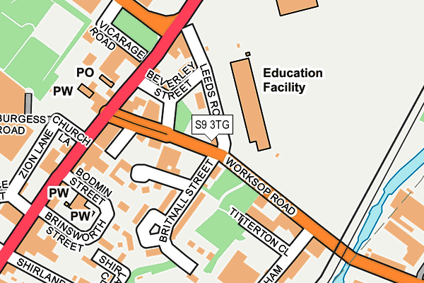 S9 3TG map - OS OpenMap – Local (Ordnance Survey)