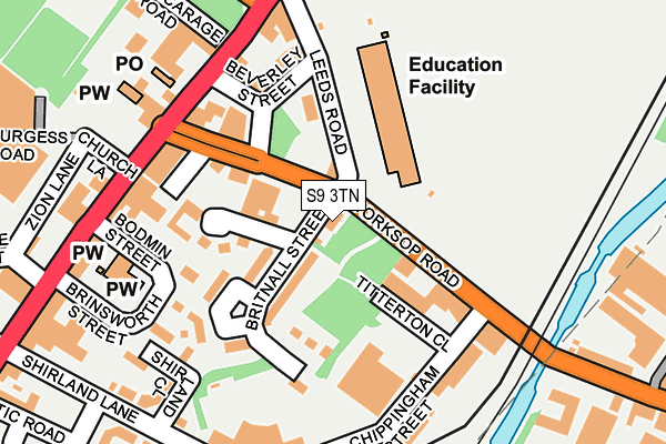 S9 3TN map - OS OpenMap – Local (Ordnance Survey)