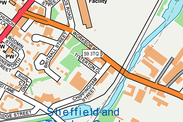 S9 3TQ map - OS OpenMap – Local (Ordnance Survey)