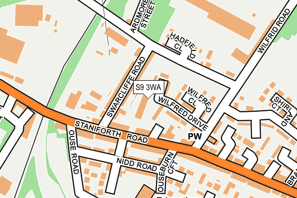 S9 3WA map - OS OpenMap – Local (Ordnance Survey)