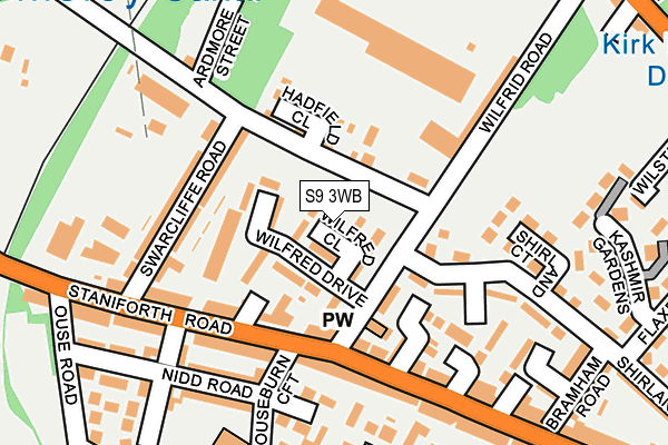 S9 3WB map - OS OpenMap – Local (Ordnance Survey)