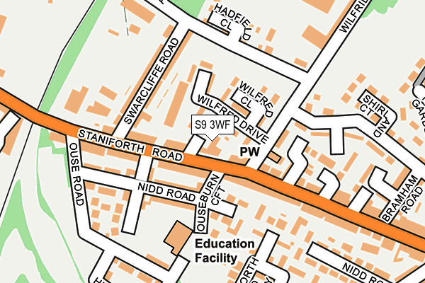 S9 3WF map - OS OpenMap – Local (Ordnance Survey)