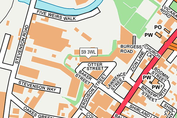 S9 3WL map - OS OpenMap – Local (Ordnance Survey)