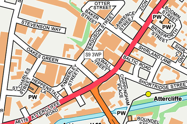 S9 3WP map - OS OpenMap – Local (Ordnance Survey)