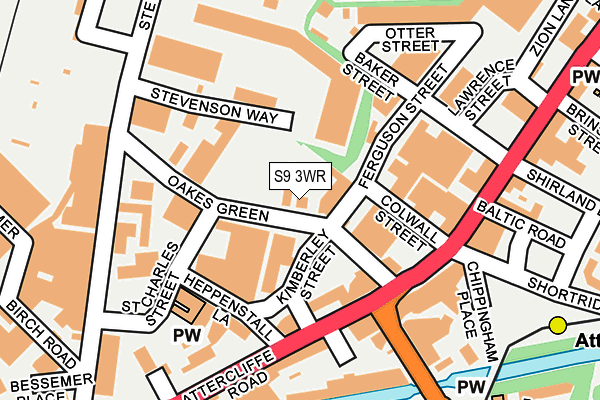 S9 3WR map - OS OpenMap – Local (Ordnance Survey)