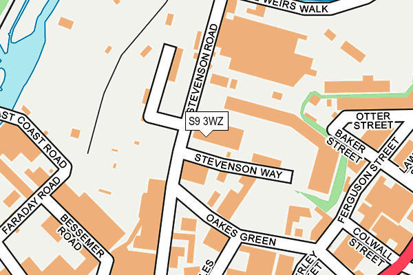 S9 3WZ map - OS OpenMap – Local (Ordnance Survey)