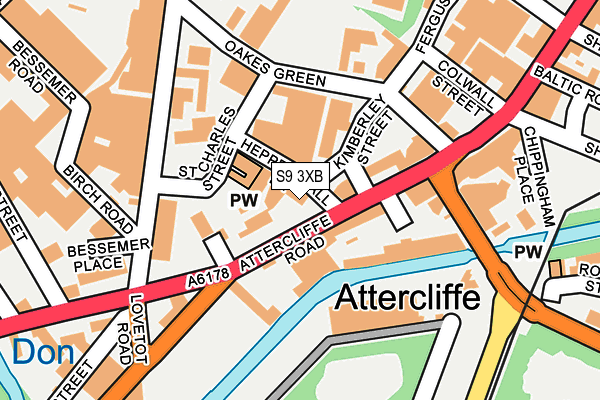 S9 3XB map - OS OpenMap – Local (Ordnance Survey)