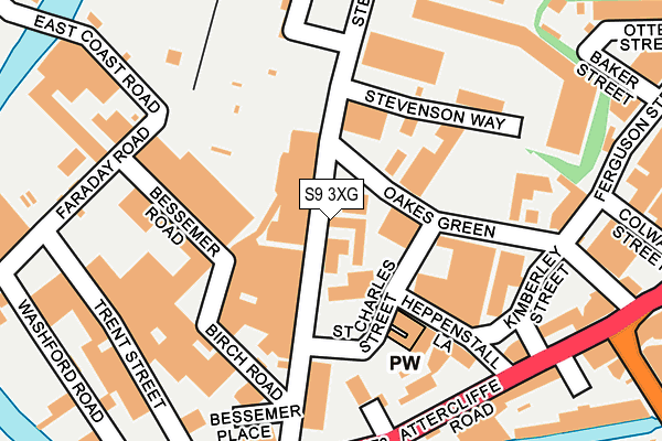 S9 3XG map - OS OpenMap – Local (Ordnance Survey)