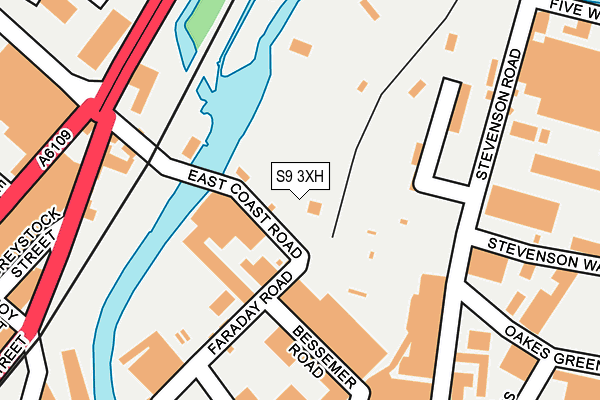 S9 3XH map - OS OpenMap – Local (Ordnance Survey)