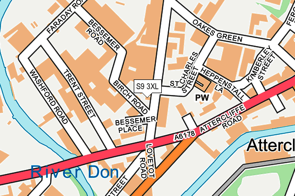 S9 3XL map - OS OpenMap – Local (Ordnance Survey)