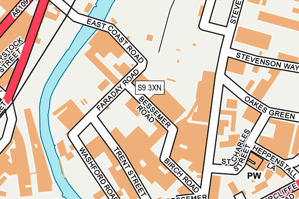 S9 3XN map - OS OpenMap – Local (Ordnance Survey)