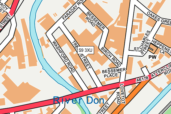 S9 3XU map - OS OpenMap – Local (Ordnance Survey)