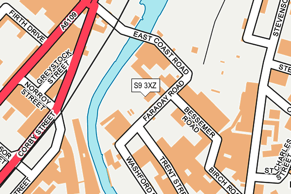 S9 3XZ map - OS OpenMap – Local (Ordnance Survey)