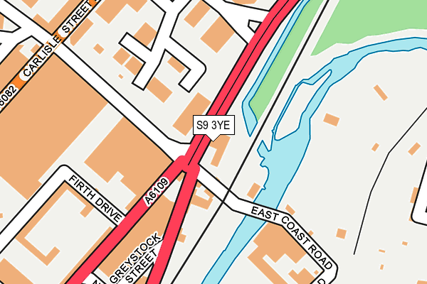 S9 3YE map - OS OpenMap – Local (Ordnance Survey)