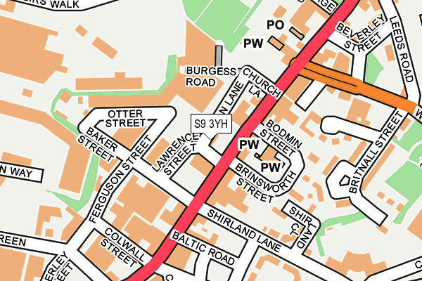 S9 3YH map - OS OpenMap – Local (Ordnance Survey)