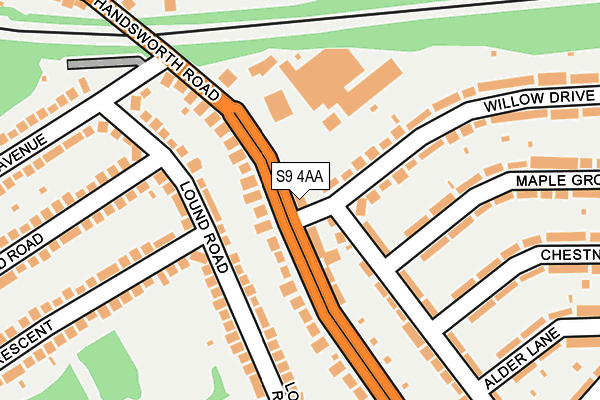 S9 4AA map - OS OpenMap – Local (Ordnance Survey)