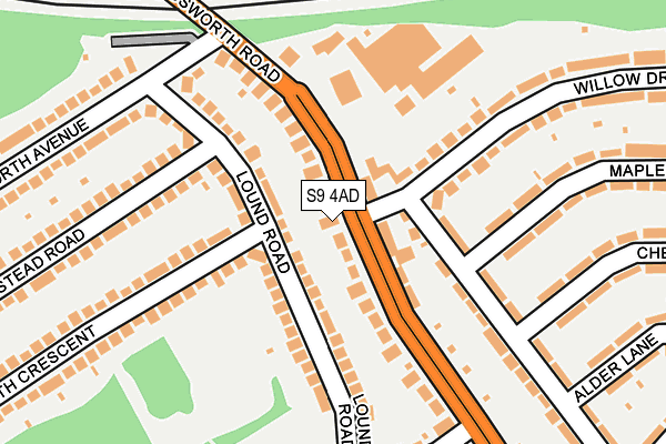 S9 4AD map - OS OpenMap – Local (Ordnance Survey)