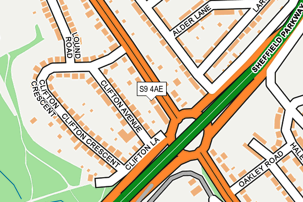 S9 4AE map - OS OpenMap – Local (Ordnance Survey)