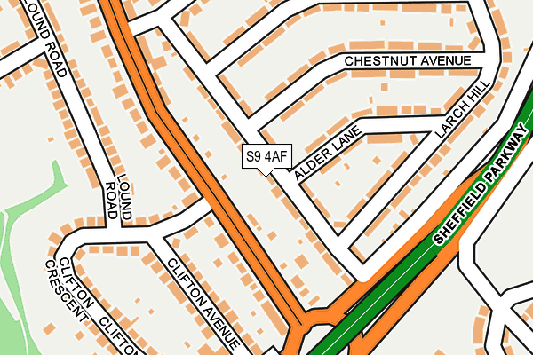 S9 4AF map - OS OpenMap – Local (Ordnance Survey)