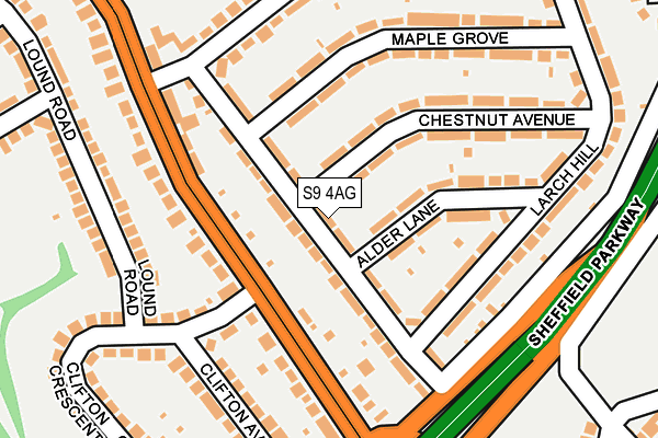 S9 4AG map - OS OpenMap – Local (Ordnance Survey)