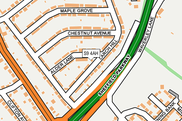 S9 4AH map - OS OpenMap – Local (Ordnance Survey)