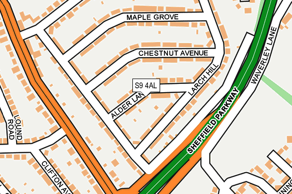 S9 4AL map - OS OpenMap – Local (Ordnance Survey)