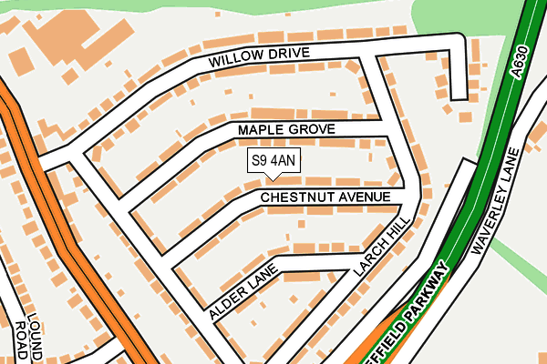 S9 4AN map - OS OpenMap – Local (Ordnance Survey)