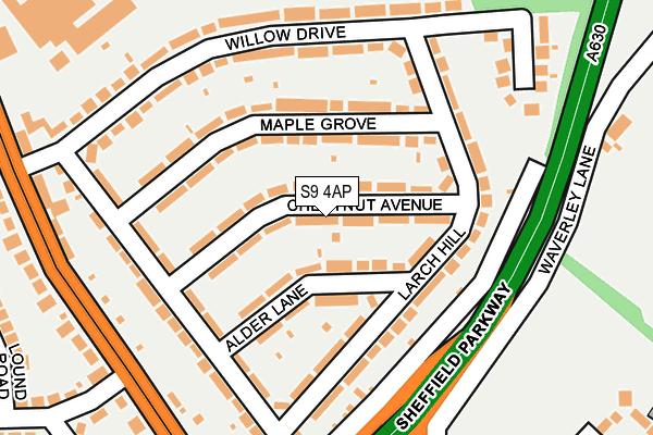 S9 4AP map - OS OpenMap – Local (Ordnance Survey)