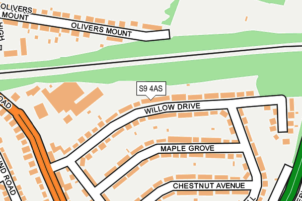 S9 4AS map - OS OpenMap – Local (Ordnance Survey)