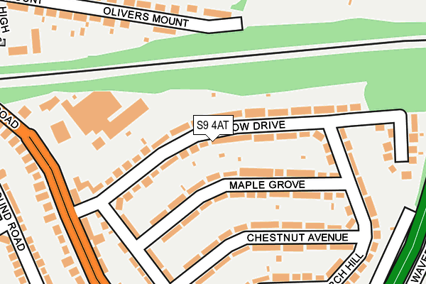 S9 4AT map - OS OpenMap – Local (Ordnance Survey)