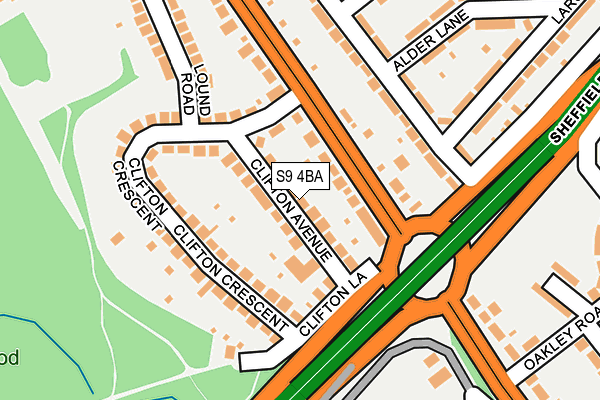 S9 4BA map - OS OpenMap – Local (Ordnance Survey)