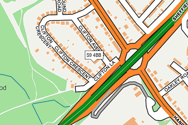 S9 4BB map - OS OpenMap – Local (Ordnance Survey)