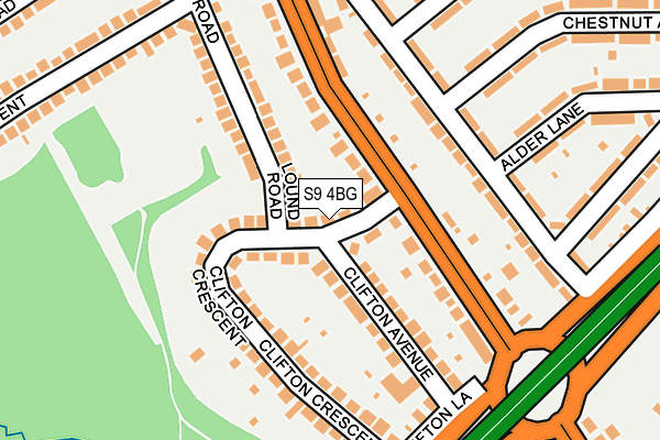 S9 4BG map - OS OpenMap – Local (Ordnance Survey)