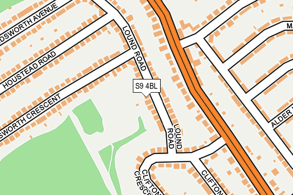 S9 4BL map - OS OpenMap – Local (Ordnance Survey)