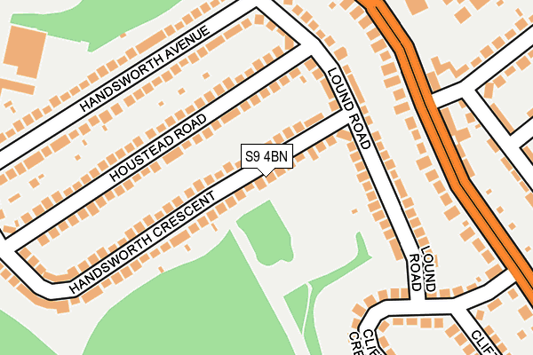 S9 4BN map - OS OpenMap – Local (Ordnance Survey)