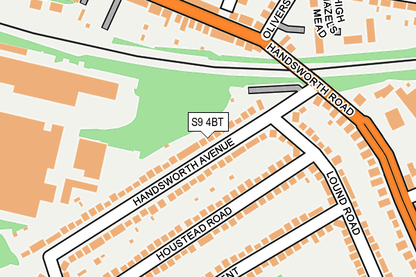 S9 4BT map - OS OpenMap – Local (Ordnance Survey)