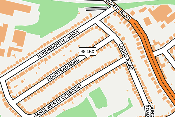 S9 4BX map - OS OpenMap – Local (Ordnance Survey)