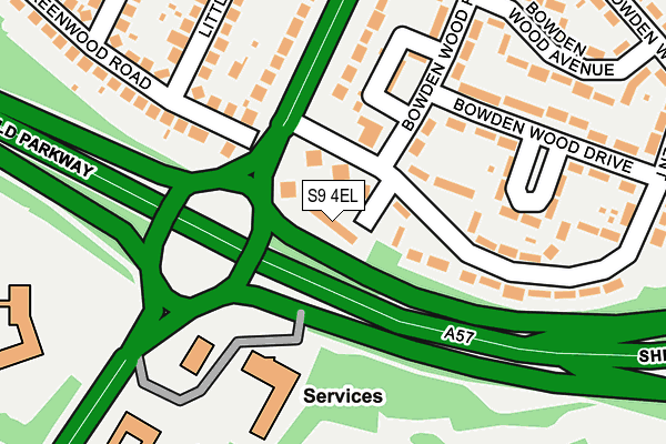 S9 4EL map - OS OpenMap – Local (Ordnance Survey)
