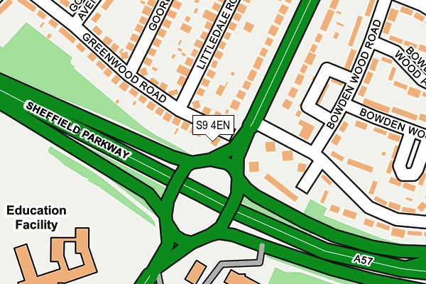 S9 4EN map - OS OpenMap – Local (Ordnance Survey)