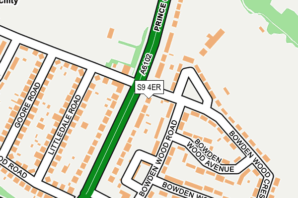 S9 4ER map - OS OpenMap – Local (Ordnance Survey)