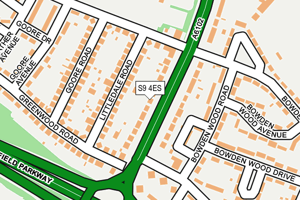 S9 4ES map - OS OpenMap – Local (Ordnance Survey)