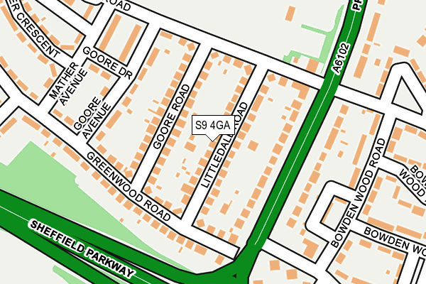 S9 4GA map - OS OpenMap – Local (Ordnance Survey)