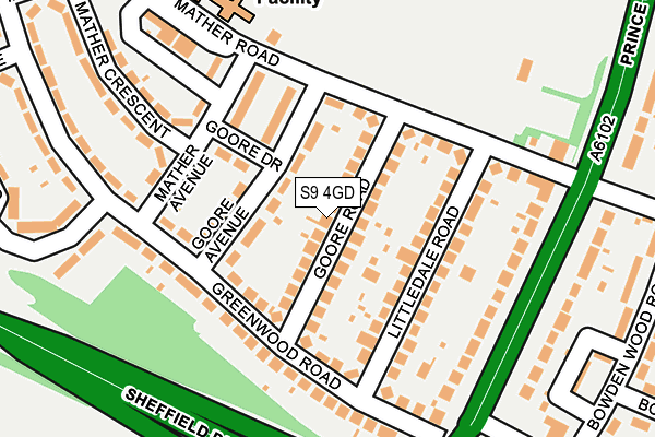 S9 4GD map - OS OpenMap – Local (Ordnance Survey)