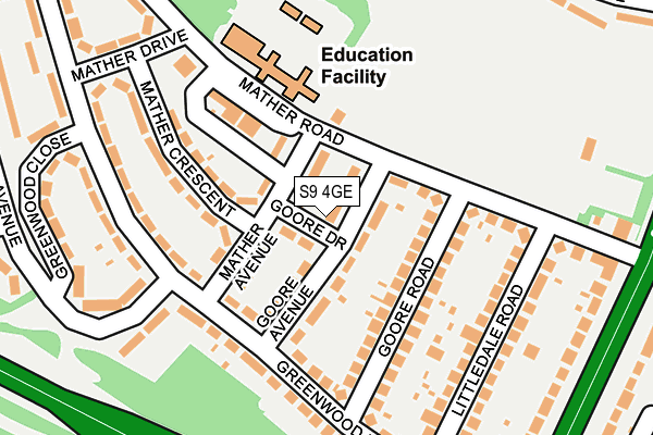 S9 4GE map - OS OpenMap – Local (Ordnance Survey)