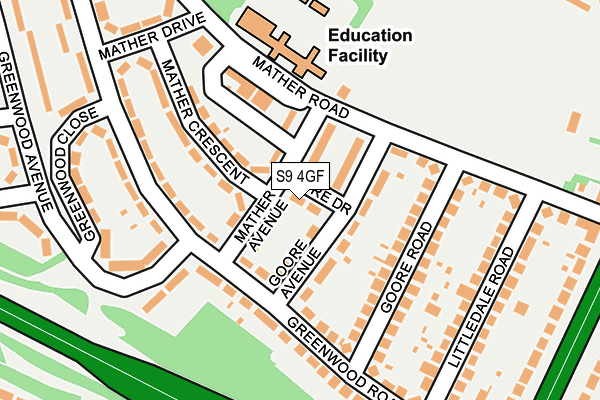 S9 4GF map - OS OpenMap – Local (Ordnance Survey)