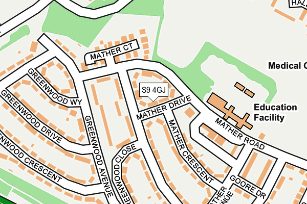 S9 4GJ map - OS OpenMap – Local (Ordnance Survey)