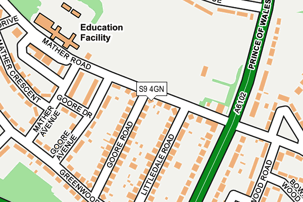 S9 4GN map - OS OpenMap – Local (Ordnance Survey)